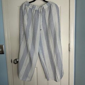 Lane Bryant Casual Linen Blend Cropped Wide Leg Pants Sz 18/20 EUC